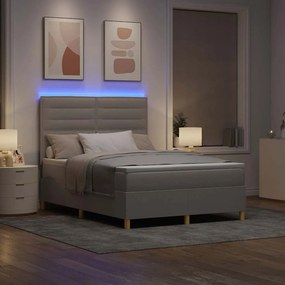 vidaXL LED Κρεβάτι με βάθρο με στρώμα Taupe 140 x 200 cm ύφασμα