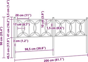vidaXL Ανταλλακτικό κεφαλάρι Λευκό 200 εκ. Μεταλλικό