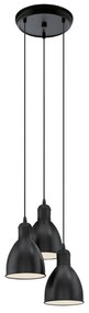 Φωτιστικό Κρεμαστό Τρίφωτο σε ροζέτα Ø32,5 εκ. Ατσάλι  Μαύρο Εξωτερικά-Λευκό Εσωτερικά Eglo Priddy 49465