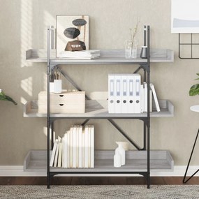 vidaXL Βιβλιοθήκη 3 Επιπέδων Γκρι Sonoma 100x33x108,5εκ. Επεξεργ. Ξύλο