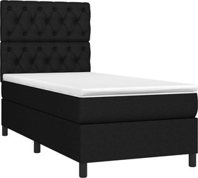 vidaXL Κρεβάτι Boxspring με Στρώμα Μαύρο 80 x 200 εκ. Υφασμάτινο