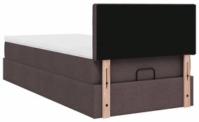 Οθωμανικό κρεβάτι με στρώμα σκούρο καφέ 90x190cm ύφασμα 3311590