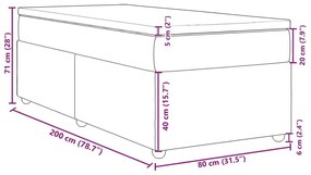 Κρεβάτι Boxspring με Στρώμα Ανοιχτό Γκρι 80x200 εκ. Υφασμάτινο - Γκρι