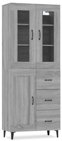 vidaXL Ντουλάπι Γκρι Sonoma 69,5 x 34 x 180 εκ. Επεξεργασμένο Ξύλο