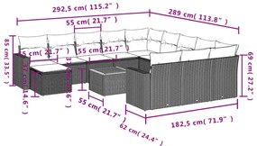 vidaXL Σαλόνι Κήπου 13 τεμ. Μαύρο από Συνθ. Ρατάν με Μαξιλάρια