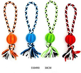 Υφασμάτινο παιχνίδι σκύλου σχοινί με μπάλα - 38cm - 550490