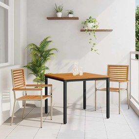 vidaXL Σέτ φαγητού για κήπο 3 pcs Μπεζ, Καφέ 90 x 90 x 75 cm