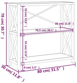 vidaXL Ραφιέρα 3 Επιπέδων 80 x 30 x 78 εκ. από Μασίφ Ξύλο Δρυός