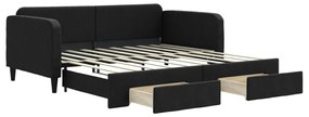vidaXL Καναπές Κρεβάτι Συρόμενος Μαύρο 90x190 εκ. Ύφασμα & Συρτάρια
