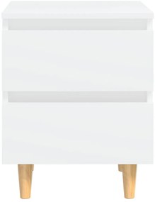 vidaXL Κομοδίνα 2 τεμ. Λευκά 40x35x50εκ. Πόδια από Μασίφ Ξύλο Πεύκου