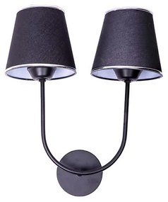 2-light wall lamp Miko E27 black-silver metal 27x13x41cm 27x13x41 εκ.