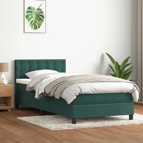 BOX SPRING ΚΡΕΒΑΤΙ ΜΕ ΣΤΡΩΜΑ ΣΚΟΥΡΟ ΠΡΑΣΙΝΟ 100X220CM ΒΕΛΟΥΔΙΝΟ 3316632