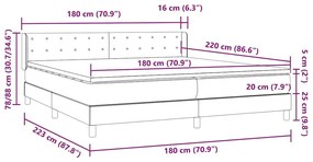 Box Spring Κρεβάτι με στρώμα Σκούρο γκρι 180x220 εκ. Βελούδινο - Γκρι