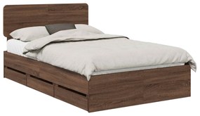 vidaXL Σκελετός Κρεβατιού Καφέ δρυς 120 x 200 cm Μηχανήματος Ξύλο