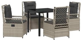 vidaXL Σέτ φαγητού για κήπο 5 pcs Ανοιχτό γκρι συνθετικό ρατάν