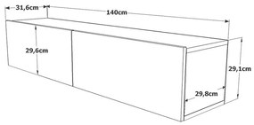 Έπιπλο τηλεόρασης επιτοίχιο Dello oak 140x31,5x29,5εκ