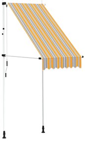 vidaXL Τέντα Συρόμενη Χειροκίνητη Κίτρινη με Μπλε Ρίγες 100 εκ.