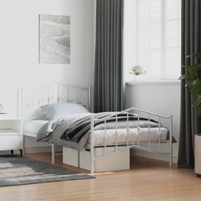 Πλαίσιο Κρεβατιού με Κεφαλάρι/Ποδαρικό Λευκό 100x190εκ. Μέταλλο - Λευκό