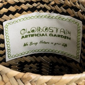 GloboStar® Artificial Garden INDIANA 20585 Διακοσμητικό Πλεκτό Καλάθι - Κασπώ Γλάστρα - Flower Pot Καφέ με Μαύρο Φ19.5 x Υ26cm