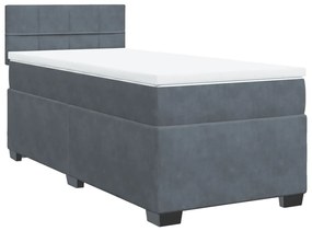 vidaXL Κρεβάτι Boxspring με Στρώμα Σκούρο Γκρι 80x200 εκ. Βελούδινο