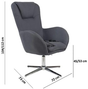 Πολυθρόνα ΜΥ-9251 Fylliana Γκρί 72x73x100/104 εκ. 72x73x104 εκ.