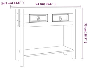 Τραπέζι Κονσόλα Μεξικ. Corona Λευκό 90x34,5x73 εκ. Ξύλο Πεύκου - Λευκό