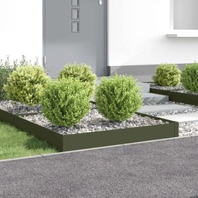 vidaXL Περίγραμμα γκαζόν 4 τμχ. 100 x 100 x 20 cm Ατσάλι Λαδί