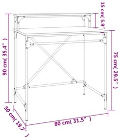 Γραφείο Καπνιστή Δρυς 80 x 50 x 90 εκ. από Επεξεργασμένο Ξύλο - Καφέ