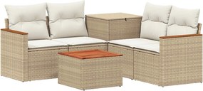 vidaXL Σετ Καναπέ 6 τμχ. Μπεζ και Κρέμ 55 x 55 x 37 εκ