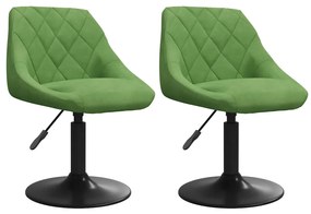 vidaXL Καρέκλες Τραπεζαρίας Περιστρ. 2 τεμ. Ανοιχτό Πράσινο Βελούδινες
