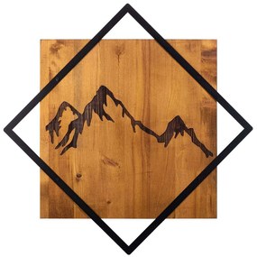 Διακοσμητικό Τοίχου Mountain 899SKL2129 54x54cm Walnut-Black Wallity Μέταλλο,Ξύλο