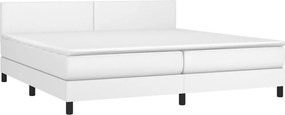 vidaXL Κρεβάτι Boxspring με Στρώμα &amp; LED Λευκό 200x200 εκ. Συνθ. Δέρμα