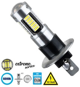 GloboStar® 81411 Λάμπα Αυτοκίνητου H1 3rd Generation Can-Bus Extreme Series LED 30 SMD 4014 6W 900lm 360° DC 12V IP20 Ψυχρό Λευκό 6000K