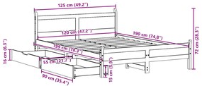 Σκελετός Κρεβ. Χωρίς Στρώμα Καφέ Κεριού 120x190 εκ Μασίφ Πεύκο - Καφέ