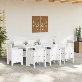 vidaXL Σέτ φαγητού για κήπο 9 pcs Λευκό Rattan Polt