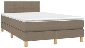 vidaXL Κρεβάτι Boxspring με Στρώμα &amp; LED Taupe 120x190 εκ. Υφασμάτινο