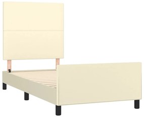 vidaXL Πλαίσιο Κρεβατιού με Κεφαλάρι Κρεμ 90x200 εκ. Συνθετικό Δέρμα