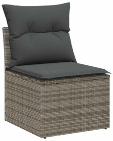 vidaXL Σετ Καναπέ από Poly Rattan 6 Τεμαχίων με Γκρι Μαξιλάρια