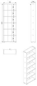 Βιβλιοθήκη Tomar 6 Λευκό 70x24,5x211,5 εκ.