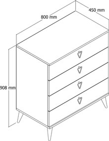 Συρταριέρα Δρυς / Λευκό REPO 80x45x90.8