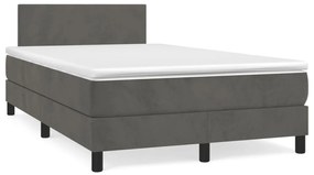 vidaXL Κρεβάτι Boxspring με Στρώμα Σκούρο Γκρι 120x190 εκ. Βελούδινο