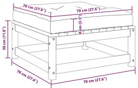 vidaXL Υποπόδιο Κήπου Μαύρο από Μασίφ Ξύλο Πεύκου με Μαξιλάρι