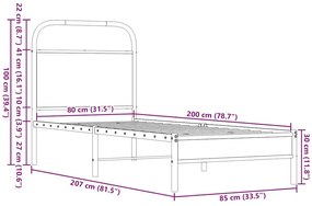 Πλαίσιο Κρεβατιού Χωρ. Στρώμα Καφέ Δρυς 80x200εκ Επεξ. Ξύλο - Καφέ