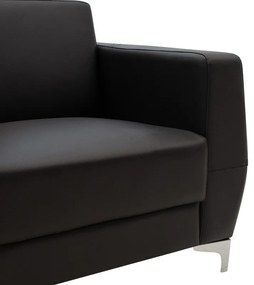 Πολυθρόνα Dermis pakoworld inox-τεχνόδερμα μαύρο 88x75x75εκ