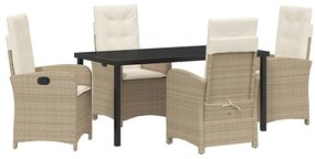 vidaXL Σέτ φαγητού για κήπο 5 pcs Μπεζ συνθετικό ρατάν
