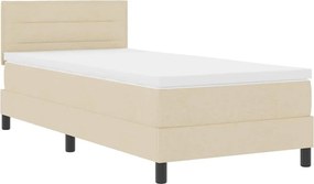 vidaXL Κρεβάτι με ελατήρια με στρώμα με led Κρεμ 90 x 200 cm ύφασμα