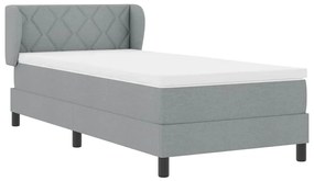 vidaXL Κρεβάτι box spring με στρώμα Ανοιχτό γκρι 90 x 200 cm ύφασμα