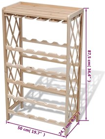 vidaXL Κάβα / Ραφιέρα Κρασιών για 25 Μπουκάλια από Μασίφ Ξύλο Ελάτης