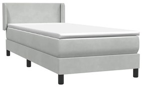 Box Spring κρεβάτι με στρώμα ανοιχτό γκρι 80x220 cm Βελούδινο - Γκρι