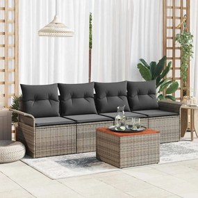 vidaXL Σετ Καναπέ Κήπου με μαξιλάρι 5 pcs Γκρι 55 x 55 x 37 εκ